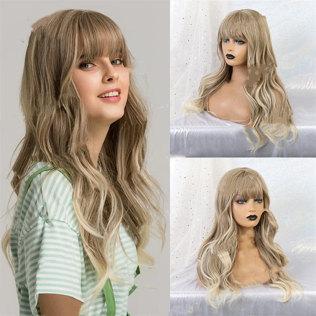 Title 1, High Temperature Silk Wig with Long Curly Bangs...