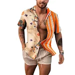 Çapraz Sıcak Modeller Amazon Ebay Avrupa ve Amerikalı Erkekler Kısa Kollu Moda Gömlek Gömlekleri Yeni Üstler Erkek Trendi — Fotoğraf 2
