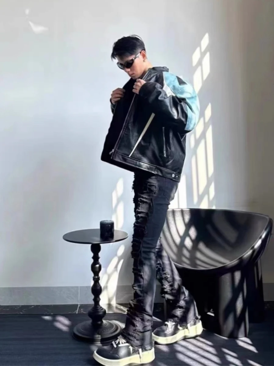 Leather Motorcycle Windproof Jacket For Men. Stay protected from wind and enjoy comfortable rides. The perfect jacket fo — photo 4