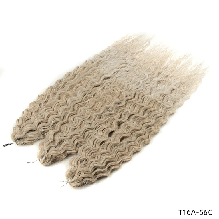 Extensões de cabelo com cachos crochet ondulados efeito água de fibra química, fáceis de instalar e com visual natural. — foto 11