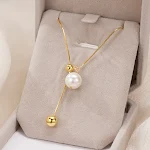 Colar de pérolas Shell em prata 925 com ajuste Y e pulseira de prata. Um conjunto elegante e versátil para realçar sua beleza natural. — foto 6