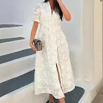Summer New V-neck Puff Sleeve Dress Women — photo 7