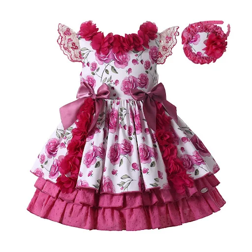 Title 5, Vestido Floral Infantil Fofo Aniversário Flores...