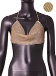 Top halter con cadena de metal y brillantes para mujer. Diseño super flash, estilo tubo y tirantes. Perfecto para looks glamurosos y modernos. — foto 18