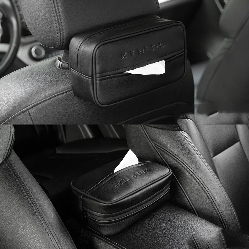 Auto PU Leder Hängebox Papierspender Praktisch und stilvoll für Ihr Auto Halten Sie Taschentücher griffbereit und verleihen Sie Ihrem Innenraum Luxus. — foto 4