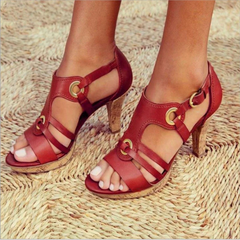 Title 4, Womens High-Heeled Sandals with Round Toe