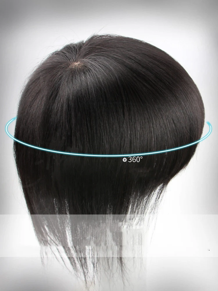 Peruca feminina com franja oblíqua natural e sem costuras. Aplique superior discreto para um visual perfeito e com volume instantâneo. — foto 4
