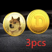 WOW Dogecoin To The Moon! Moedas Comemorativas Banhadas a Ouro, Estampa Fofa de Cachorro, Presentes Colecionáveis para Fãs de Doge — foto 4