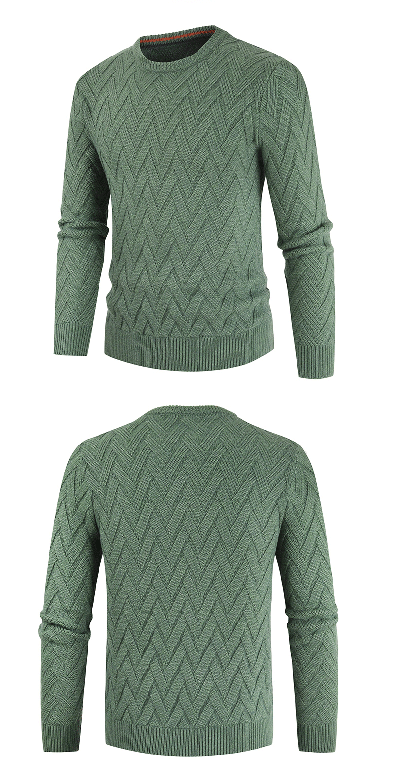 Title 7, Mens Sweater Solid Color Round Neck Slim Fashi...