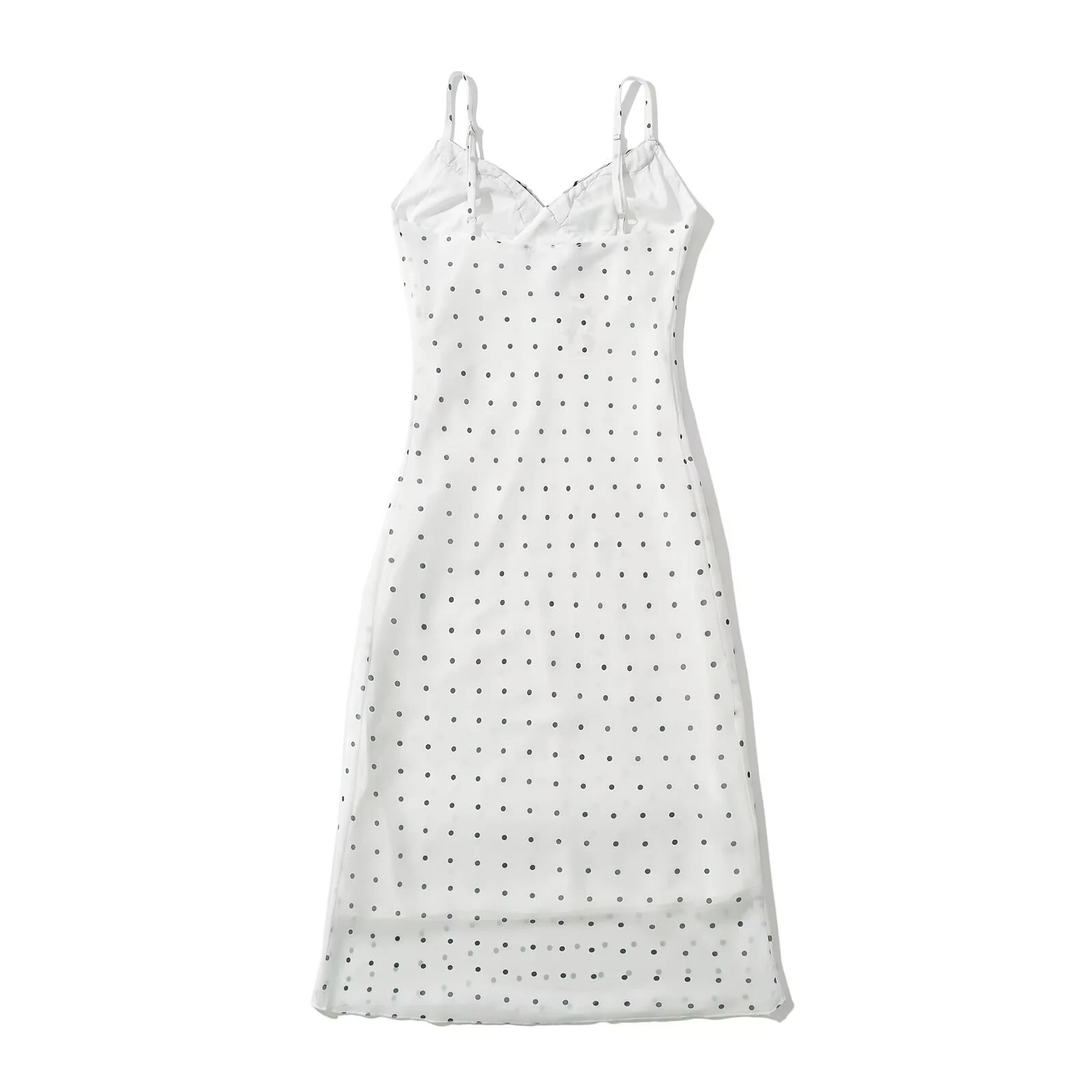 French Retro Sexy V-neck Polka Dot Camisole Women's Slim Fit Slimming Sense Of Design Lace Stitching Hot Girl Dress — photo 2