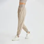 Calças de ioga fitness femininas soltas com cintura alta e cordão, perfeitas para exercícios, proporcionam conforto e liberdade de movimento. — foto 7