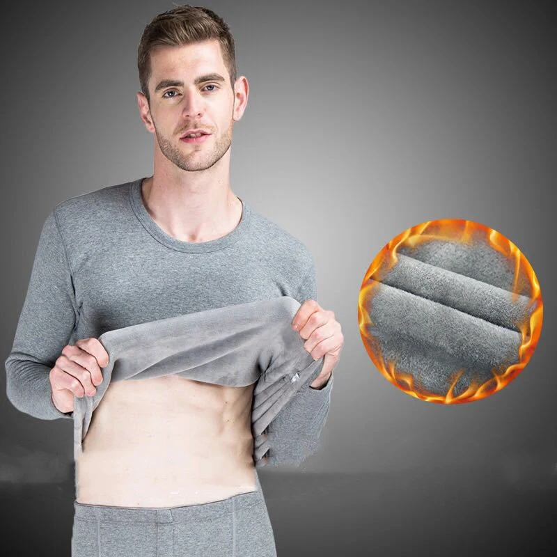 Conjunto de roupa íntima térmica grossa e aveludada masculina. Mantenha-se aquecido com este traje de inverno macio, confortável e quentinho. — foto 3