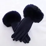 Luvas de camurça grossa com forro de lã e tela sensível ao toque térmica. Conforto e calor para usar o smartphone no inverno. — foto 2