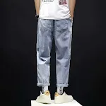 Calças Jeans Rasgadas Lavadas Masculinas Jovens Retas Soltas Plus Size Tendência Modernas Confortáveis e Estilosas — foto 2