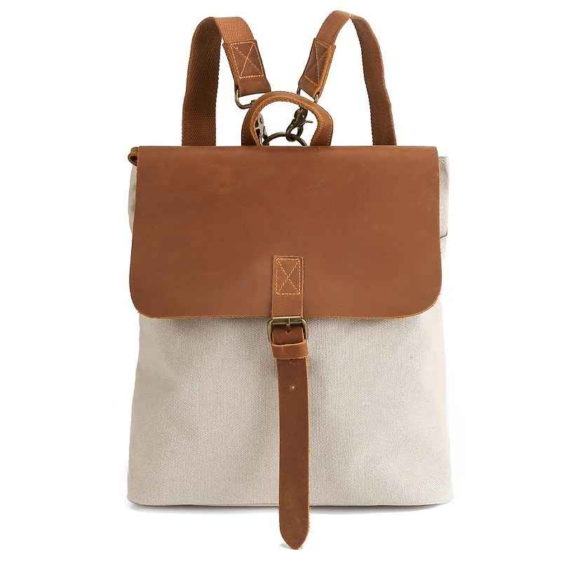 Mochila retrô feminina de couro Crazy Horse. Estilo vintage autêntico, resistente e espaçosa, ideal para transportar seus pertences. — foto 3