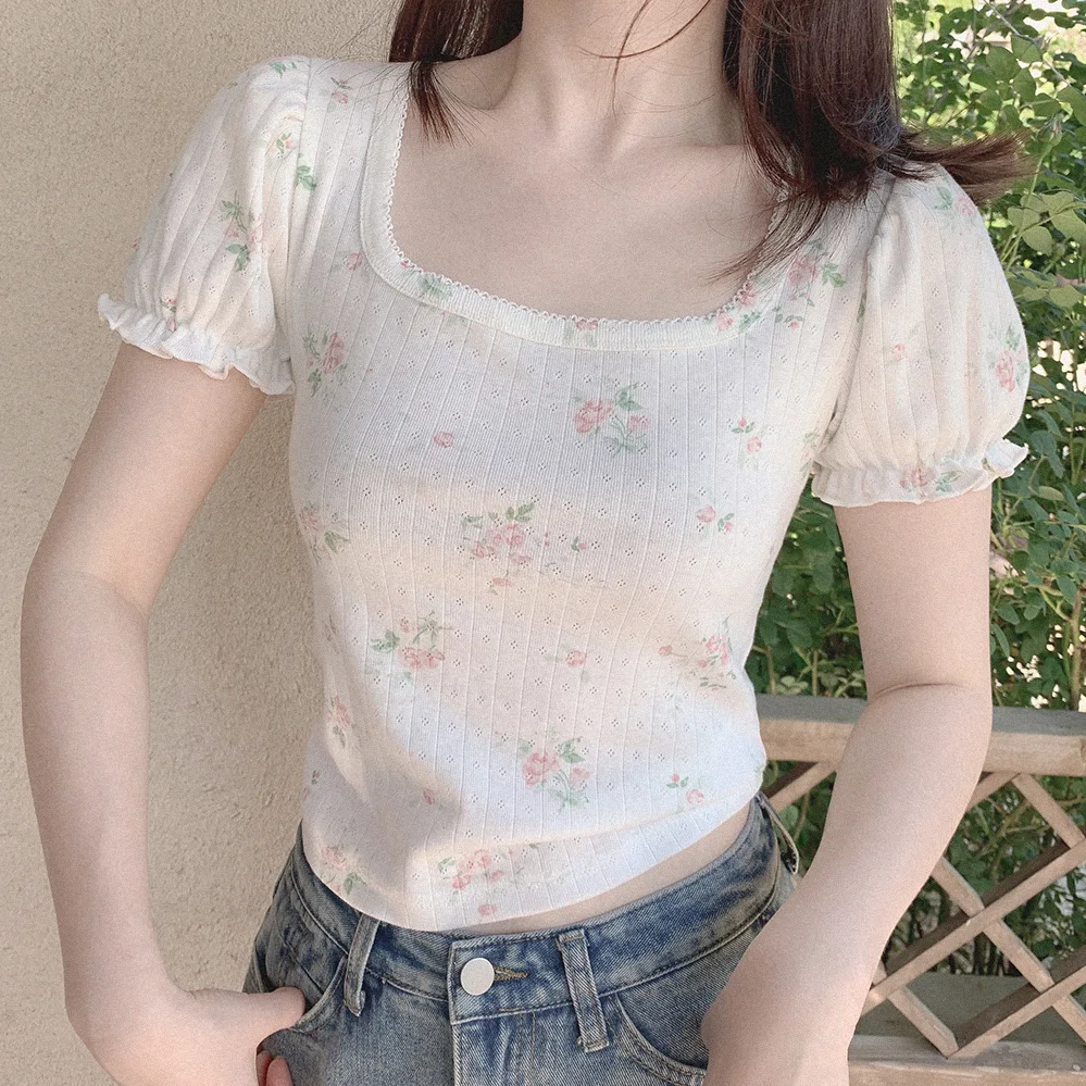Title 3, Retro French Girl Cream Rose Short Sleeves