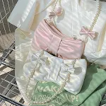 Bolsa de ombro feminina com laço de pérolas, bolsa mensageiro doce. Charmosa e elegante, ideal para um toque de doçura e estilo em seu visual. — foto 10