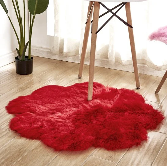 Kunstwollen tapijt bloemvormig schapenvacht harig tapijt imitatie mat zitzak bont warm tapetes vloermat zacht oppervlak — foto 5