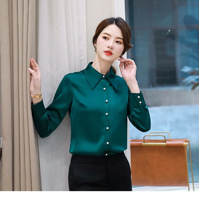 Title 2, Womens Lapel Career Solid Color Fashion Shirt,...