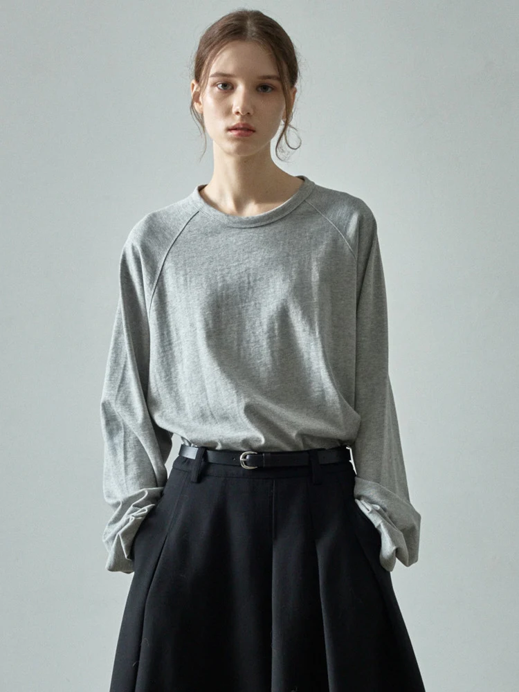 Title 19, Moda Casual Cor Contraste Solto Gola Redonda Ma...