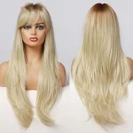 Peruca feminina com franja inclinada e gradiente, ideal para um visual moderno e natural. Fácil de usar e perfeita para diversas ocasiões, realce sua beleza. — foto 5