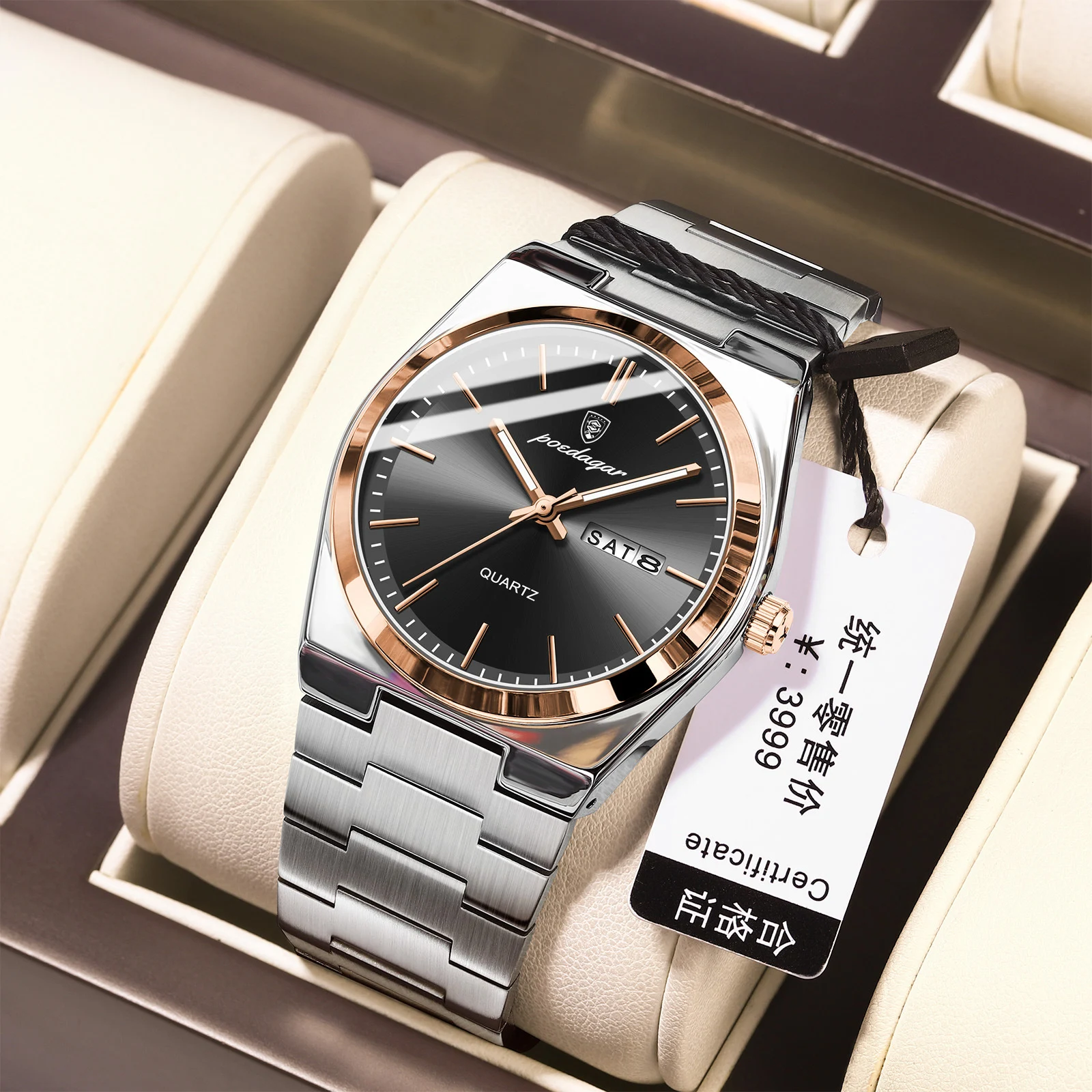 Relógio masculino ultrafino à prova d'água com luminoso e movimento quartzo. Elegância e precisão para o homem moderno. Desempenho notável. — foto 4