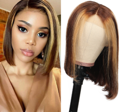 Peruca Piano Color Bob Cabelo Real, estilo moderno e natural, fácil de usar e confortável, ideal para mudar o visual instantaneamente e com elegância. — foto 1