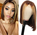 Peruca Piano Color Bob Cabelo Real, estilo moderno e natural, fácil de usar e confortável, ideal para mudar o visual instantaneamente e com elegância. — foto 1