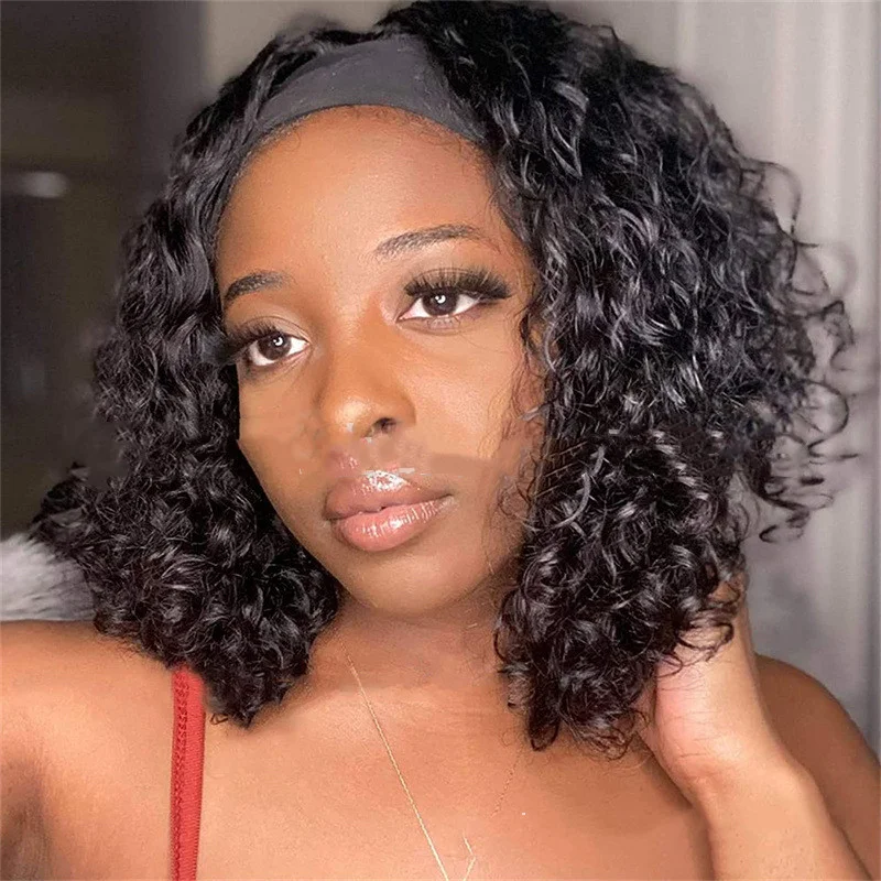 Peruca com tiara, cabelo curto cacheado, estilo moderno e com ondas nos ombros. Prática e ideal para um visual charmoso. — foto 1