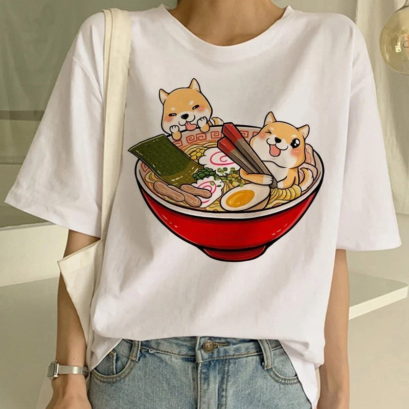 Title 10, Damesmode Shiba Inu hond T-shirt met ronde hals