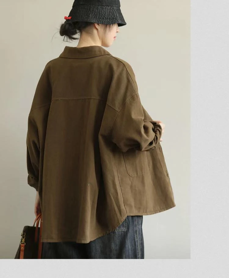 Title 3, Large Pocket Shirt Casual Long Sleeve Top