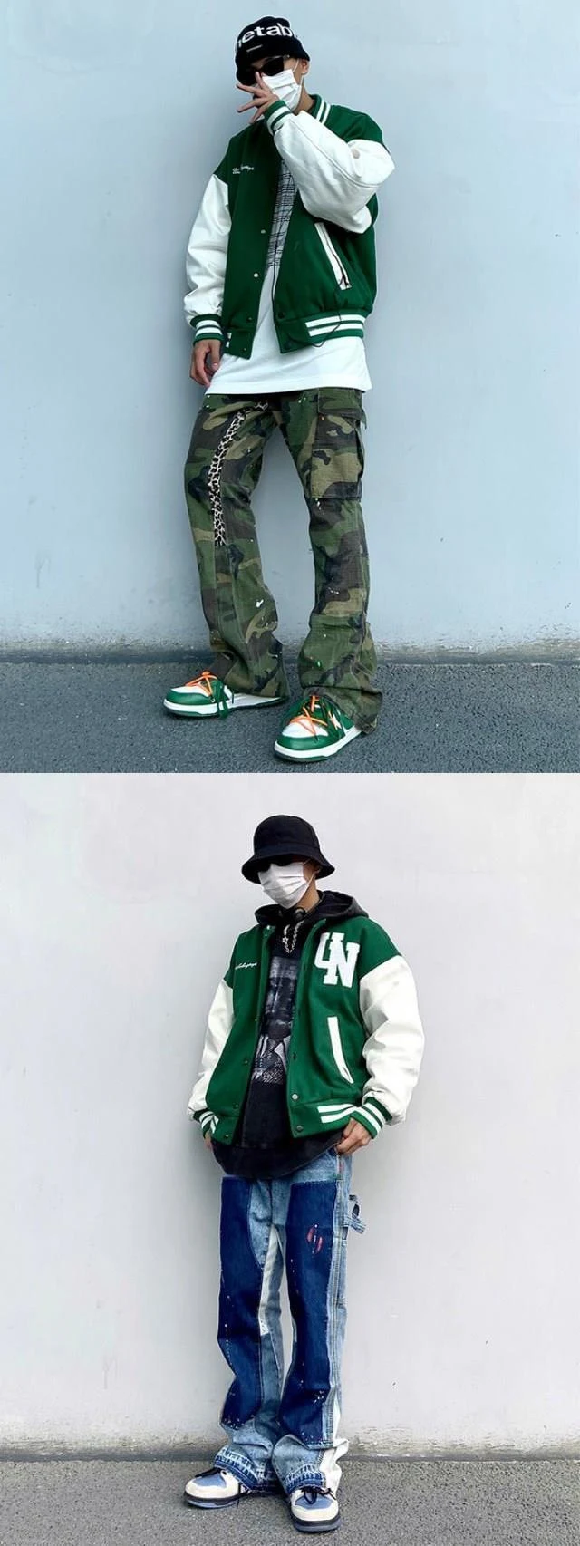 Title 2, American Retro Baseball Jacke mit PU-Lederärmel...