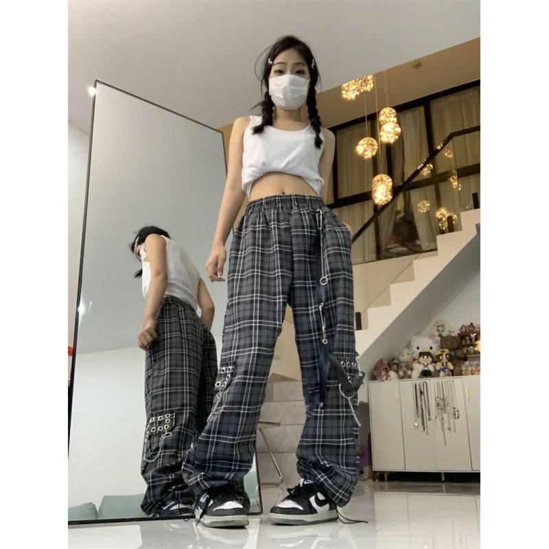 Title 6, Loose Plaid Ankle-tied Wide-leg Pants for Casua...