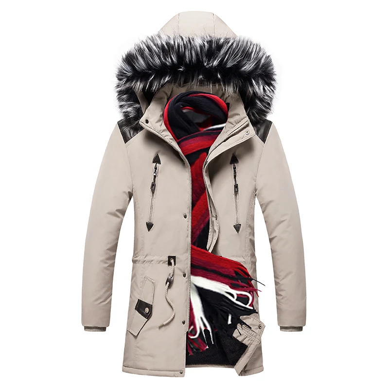 Title 5, Mens fur collar hooded down jacket Stay warm a...