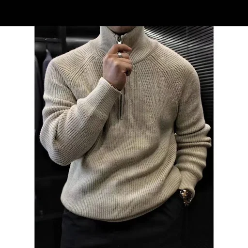Title 5, Suéter masculino com gola alta e zíper parcial ...
