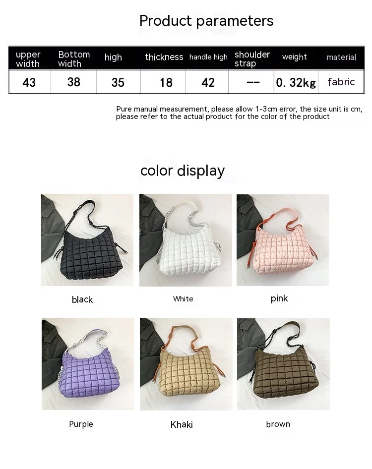 Lichtgewicht donzen Cloud Bag met plooien en één schouderband. Draag al je essentials in stijl en geniet van optimaal comfort. — foto 5