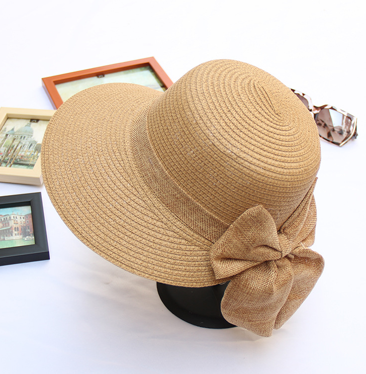 Title 5, Female Wild Straw Bowknot Bowl Hat Summer Sun H...