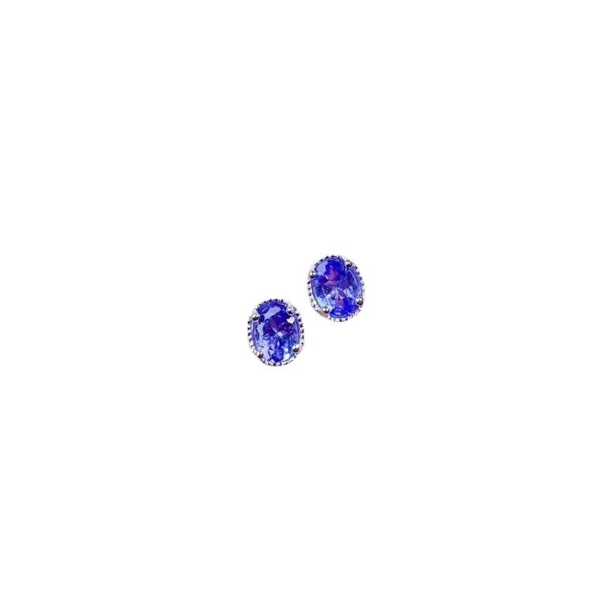 Orecchini a lobo con tanzanite naturale in argento 925, gemme colorate 4 5mm, semplici ed eleganti, gioielli. — foto 4