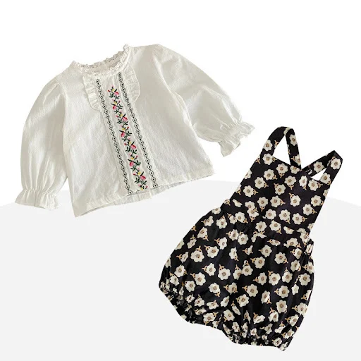 Title 7, Conjunto floral de duas peças para meninas, rou...