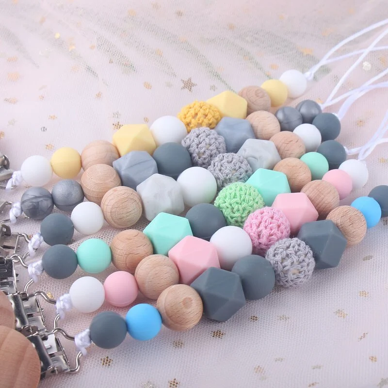 Corrente para chupeta de silicone para bebê Prenda segura e macia para chupetas Evita perdas, fácil de limpar, ideal para conforto e higiene do bebê — foto 1