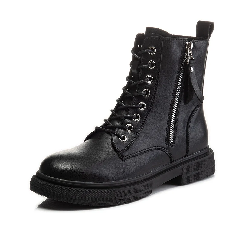 Botas femininas de cano curto primavera/outono com zíper lateral. Design versátil, tamanho grande. Perfeitas para combinar com tudo. — foto 10