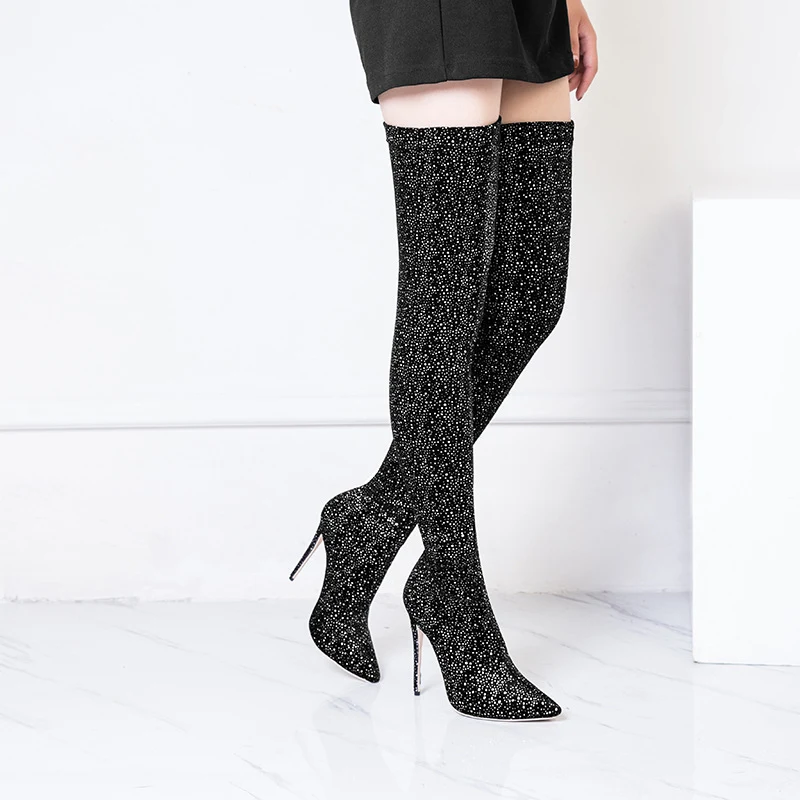 Title 6, Womens Stretch Cloth Over The Knee Boots Plus ...
