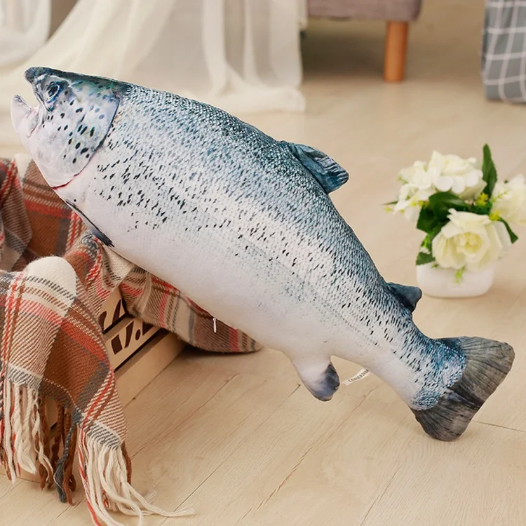 Almofada de pelúcia macia de peixe salmão, brinquedo de pelúcia fofo para abraçar, um presente perfeito para crianças, ideal para decoração e conforto. — foto 1