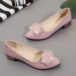 Rhinestone square buckle bow flat shoes for elegant comfort. Perfect for any occasion, these flats combine sparkle and s — photo 1