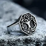 Anel Vintage Viking de Aço Inoxidável com Árvore da Sorte, design nórdico, símbolo de sorte, durável e elegante, joia única. — foto 2