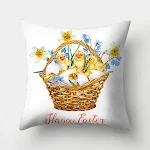Guirlanda de aquarela de coelhinho da Páscoa, tecido pele de pêssego, capa de almofada para decoração de casa – Decore com charme e alegria. — foto 18