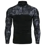 Camiseta Militar Masculina Manga Longa Camuflada Fitness com Bolso Zíper para Atividades ao Ar Livre e Campo de Batalha — foto 1