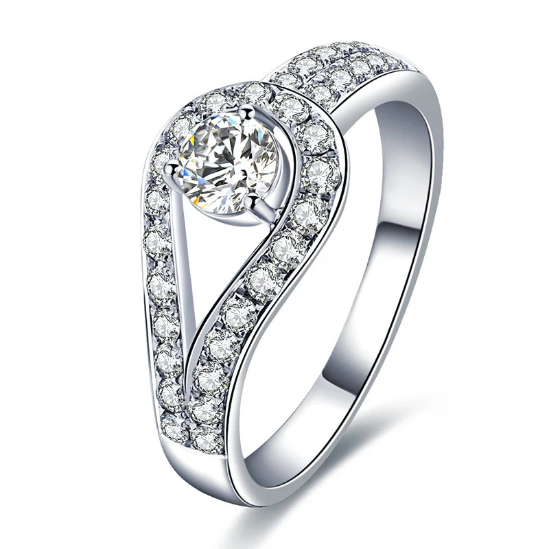 Conjunto coreano de moda de alta gama para um ambiente sofisticado Anel de noivado de zircônia com diamantes, abertura ajustável — foto 3