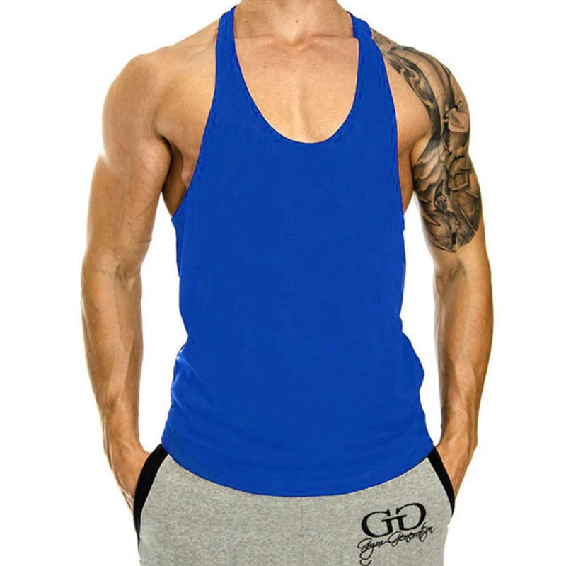 Muscle Gym Erkek Spor Yeleği, bol kesim, nefes alabilir. I şeklinde kolsuz tişört, fitness ve rahat kullanım için ideal. — Fotoğraf 13