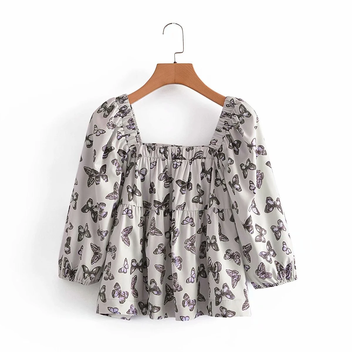 Title 2, Womens Fashion Square Neck Butterfly Print Pul...